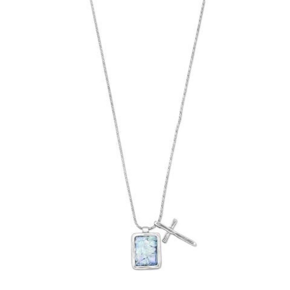 3 pcs Roman Glass and Cross Charm Necklace
